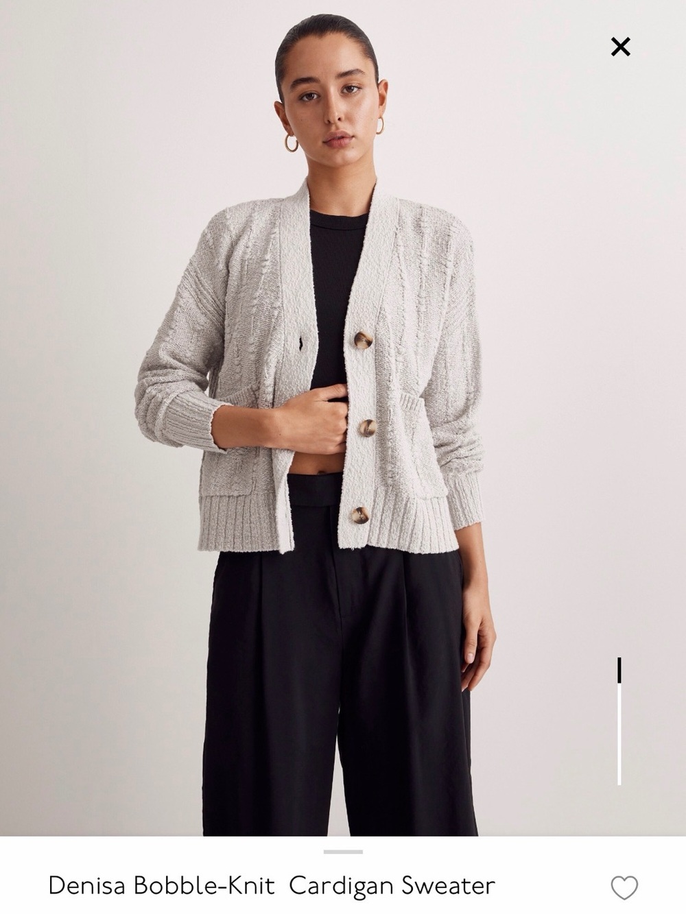Madewell Light Gray Bobble-Knit Cardigan Sweater